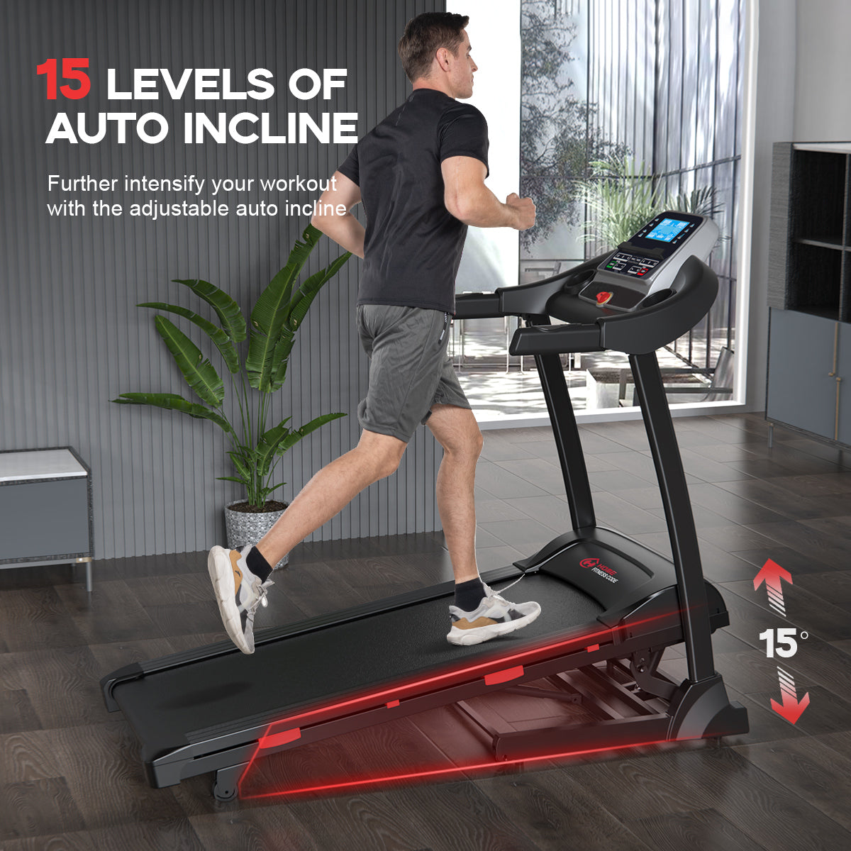 Commercial Treadmill TD243B, Speed 1-16KM/H, 0-15% Auto Incline