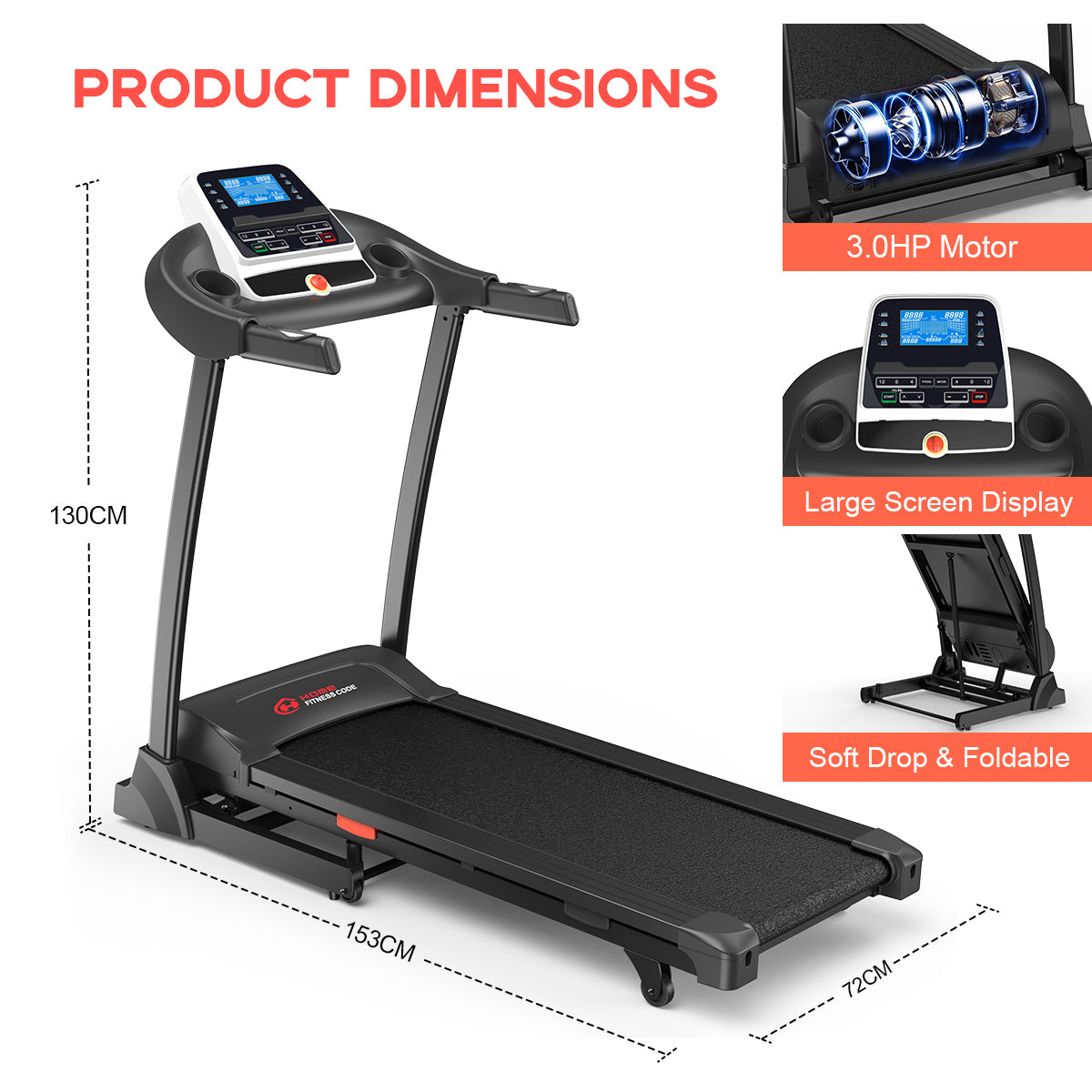 Commercial Treadmill TD243B, Speed 1-16KM/H, 0-15% Auto Incline